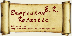 Bratislav Kotarlić vizit kartica